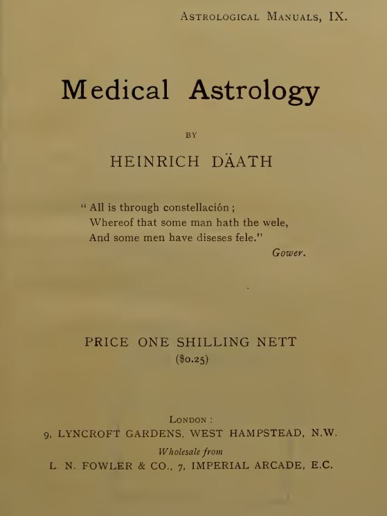 Medical astrology by Däath, Heinrich - 1907