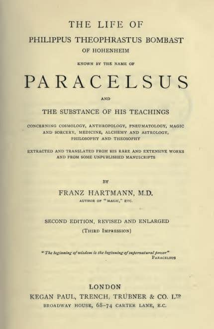 Paracelsus by Franz Hartmann - 1896