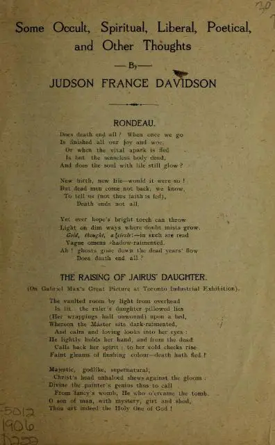 Some occult, spiritual, liberal, poetical and other thoughts by Davidson, Jusdon France - 1906