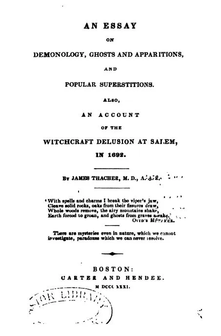 An Essay on Demonology by James Thacher - 1831