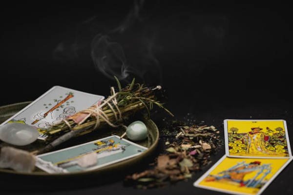 tarot cards and sage